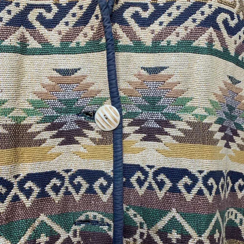 Vintage 80s New Identity women's woven cotton southwestern print blazer XL - Picture 5 of 10